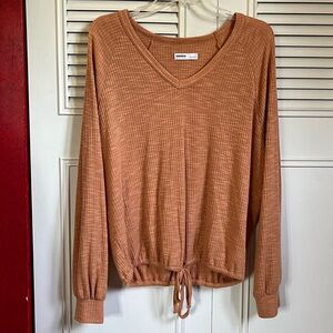 4 for $20 Sonoma Orange Brown Ribbed Long Sleeve Top Sz L